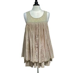 Blue Bird Taupe Sleeveless Baby Doll Dress Size Medium NWOT